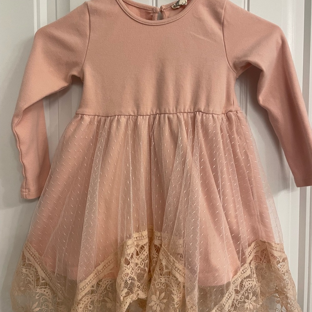 Elegant Pink Lace Kids Dress